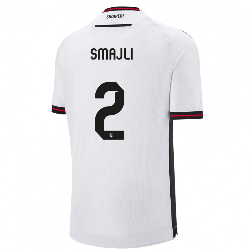 Danxen Mujer Camiseta Albania Geralb Smajli #2 Blanco Negro 2ª Equipación 26-28 La Camisa México