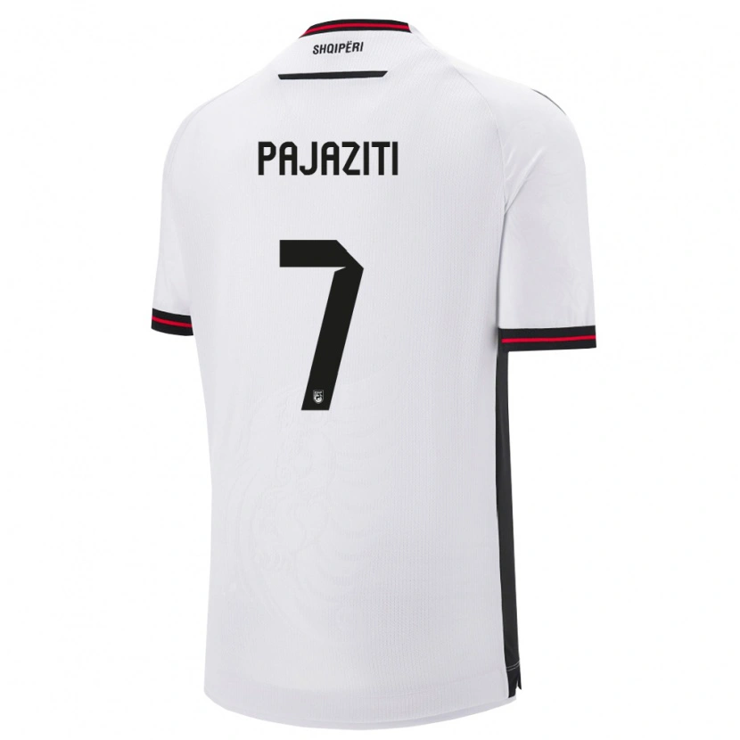 Danxen Mujer Camiseta Albania Adrion Pajaziti #7 Blanco Negro 2ª Equipación 26-28 La Camisa México