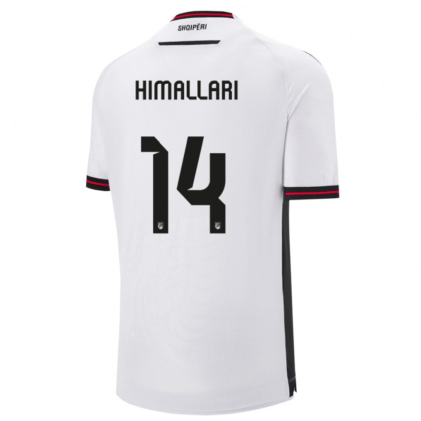 Danxen Mujer Camiseta Albania Elson Himallari #14 Blanco Negro 2ª Equipación 26-28 La Camisa México