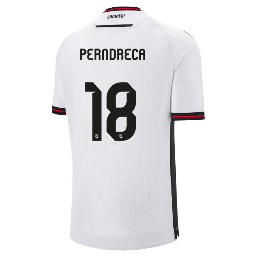 Danxen Mujer Camiseta Albania Fabjan Perndreca #18 Blanco Negro 2ª Equipación 26-28 La Camisa México