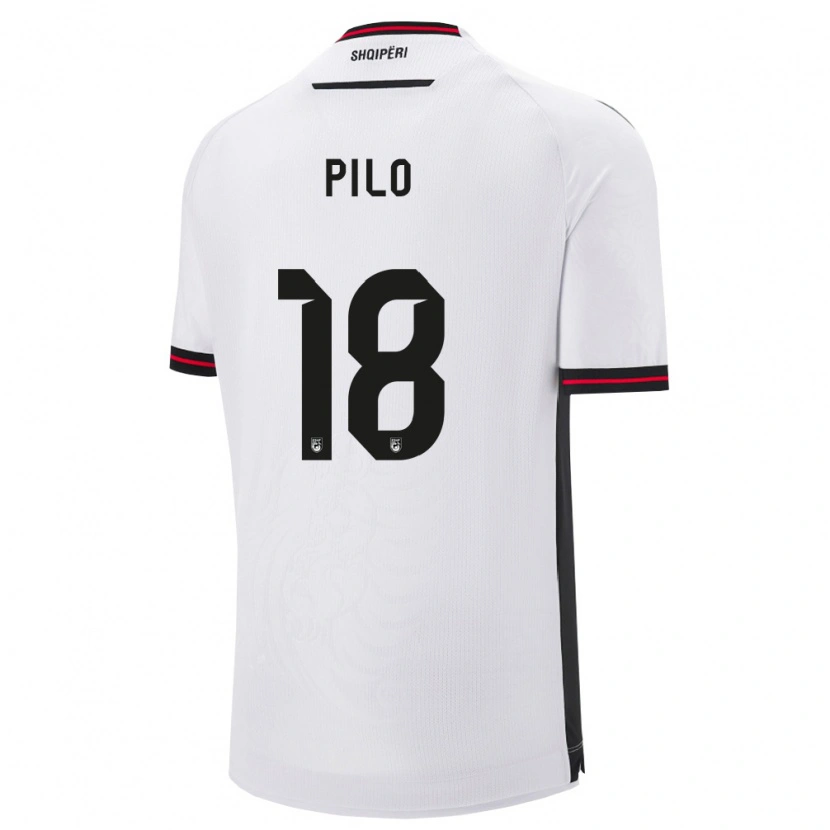 Danxen Mujer Camiseta Albania Stavro Pilo #18 Blanco Negro 2ª Equipación 26-28 La Camisa México
