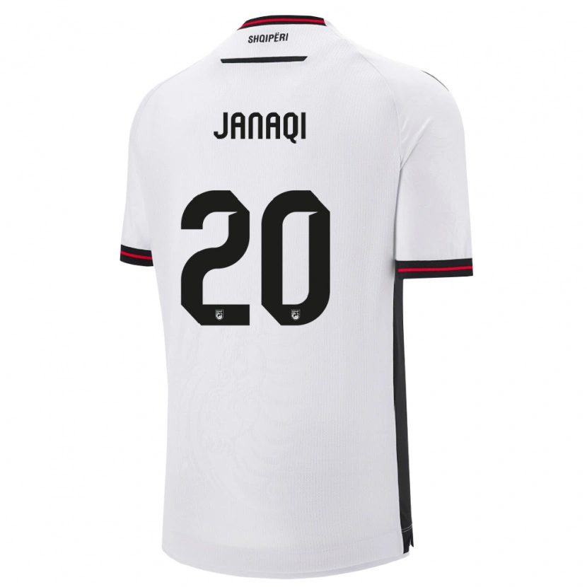 Danxen Mujer Camiseta Albania Dejvid Janaqi #20 Blanco Negro 2ª Equipación 26-28 La Camisa México