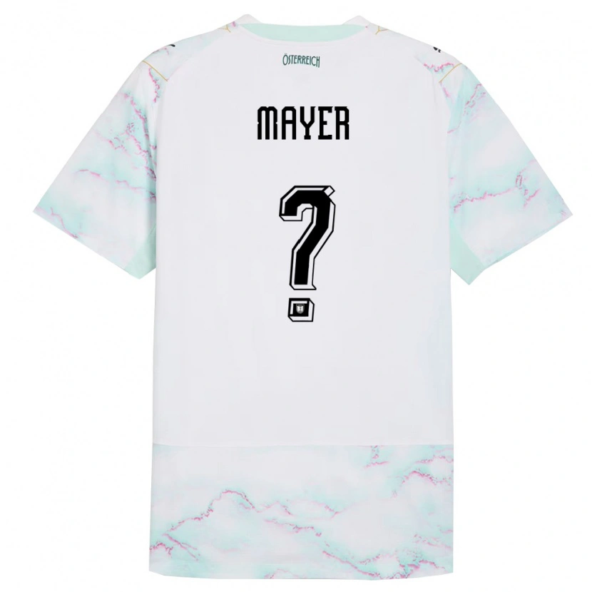 Danxen Mujer Camiseta Austria Jonas Mayer #0 Blanco Verde Oro 2ª Equipación 26-28 La Camisa México