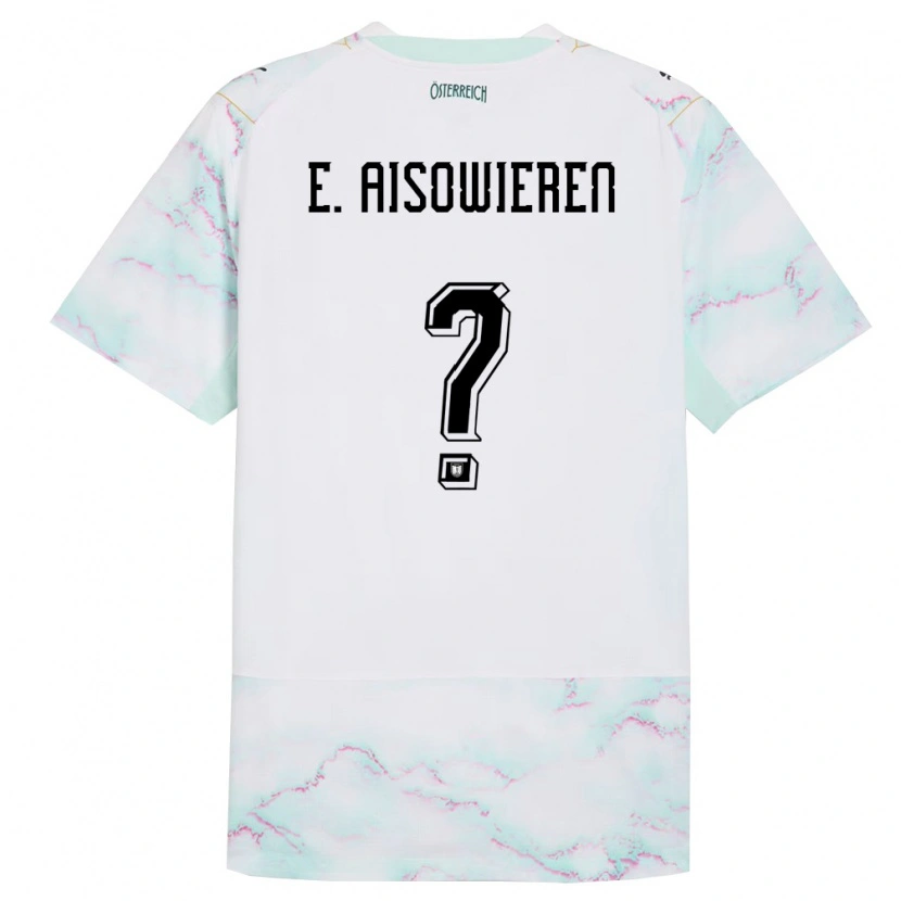 Danxen Mujer Camiseta Austria Evan Eghosa Aisowieren #0 Blanco Verde Oro 2ª Equipación 26-28 La Camisa México