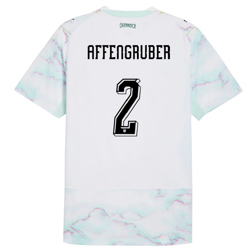Danxen Mujer Camiseta Austria David Affengruber #2 Blanco Verde Oro 2ª Equipación 26-28 La Camisa México