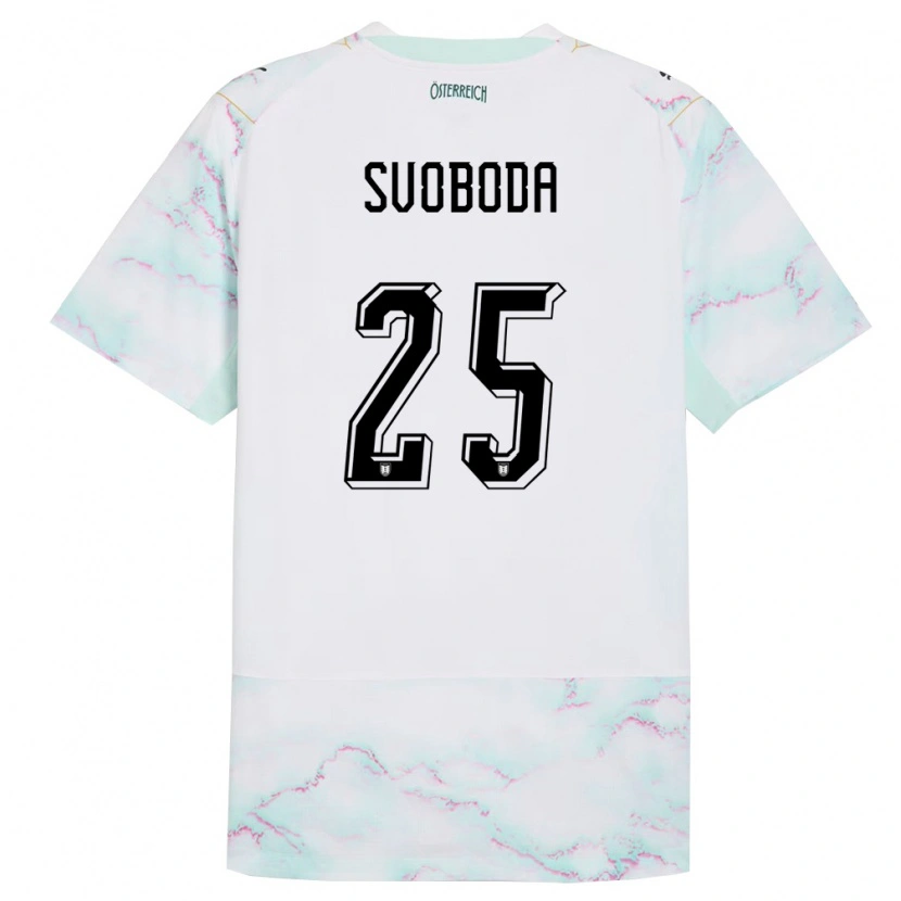 Danxen Mujer Camiseta Austria Michael Svoboda #25 Blanco Verde Oro 2ª Equipación 26-28 La Camisa México