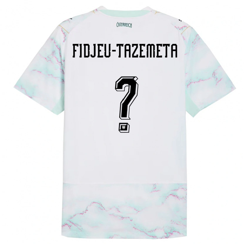 Danxen Mujer Camiseta Austria Thierry Fidjeu-Tazemeta #0 Blanco Verde Oro 2ª Equipación 26-28 La Camisa México