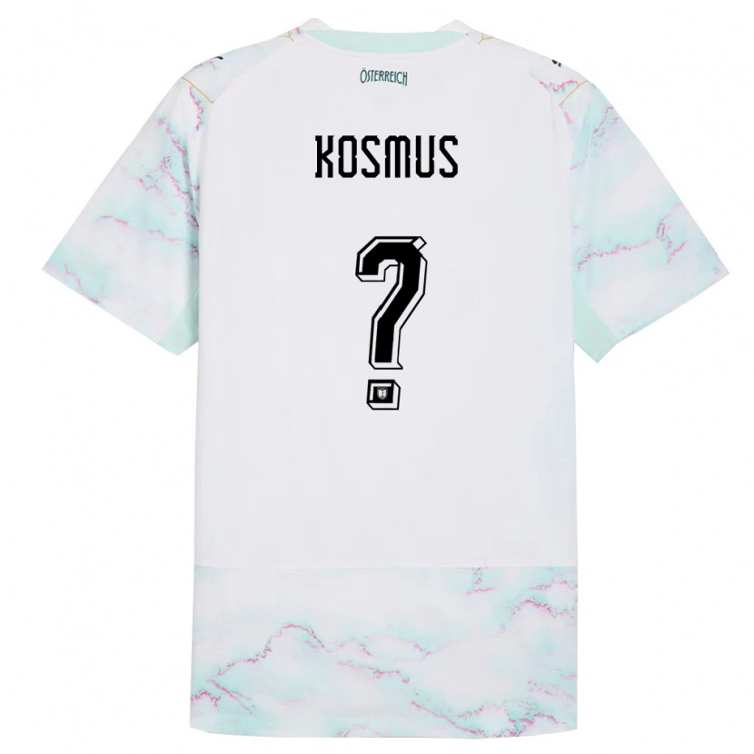 Danxen Mujer Camiseta Austria Luka Kosmus #0 Blanco Verde Oro 2ª Equipación 26-28 La Camisa México