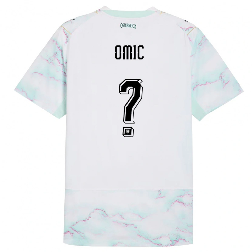 Danxen Mujer Camiseta Austria Ervin Omic #0 Blanco Verde Oro 2ª Equipación 26-28 La Camisa México