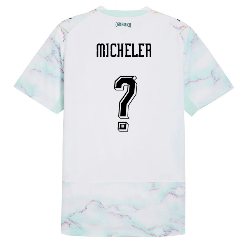 Danxen Mujer Camiseta Austria Florian Micheler #0 Blanco Verde Oro 2ª Equipación 26-28 La Camisa México