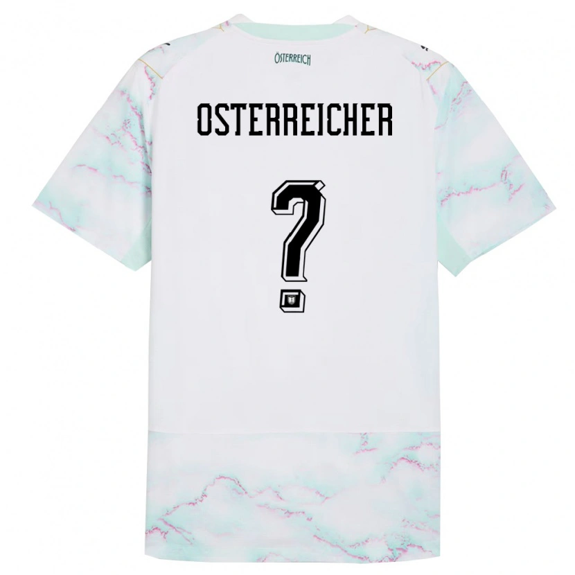 Danxen Mujer Camiseta Austria Marijan Österreicher #0 Blanco Verde Oro 2ª Equipación 26-28 La Camisa México