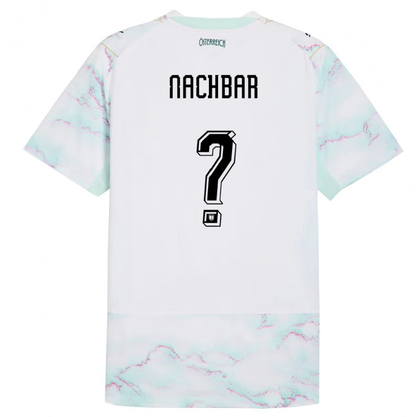 Danxen Mujer Camiseta Austria David Nachbar #0 Blanco Verde Oro 2ª Equipación 26-28 La Camisa México