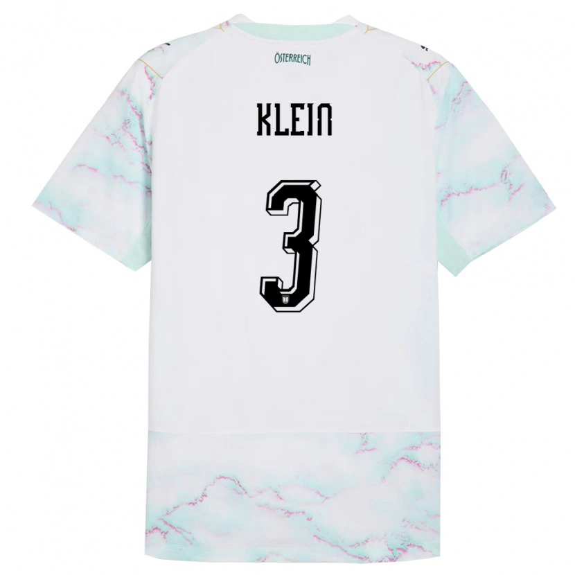 Danxen Mujer Camiseta Austria Jennifer Klein #3 Blanco Verde Oro 2ª Equipación 26-28 La Camisa México