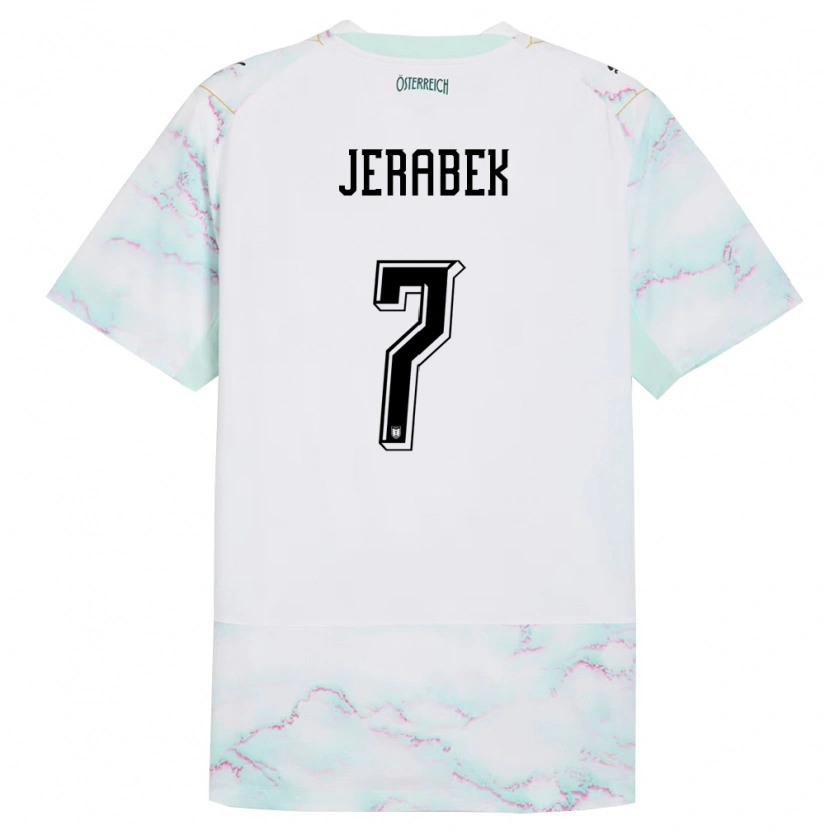 Danxen Mujer Camiseta Austria Bruno Jerabek #7 Blanco Verde Oro 2ª Equipación 26-28 La Camisa México