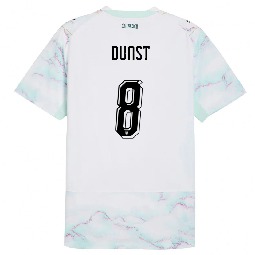 Danxen Mujer Camiseta Austria Barbara Dunst #8 Blanco Verde Oro 2ª Equipación 26-28 La Camisa México