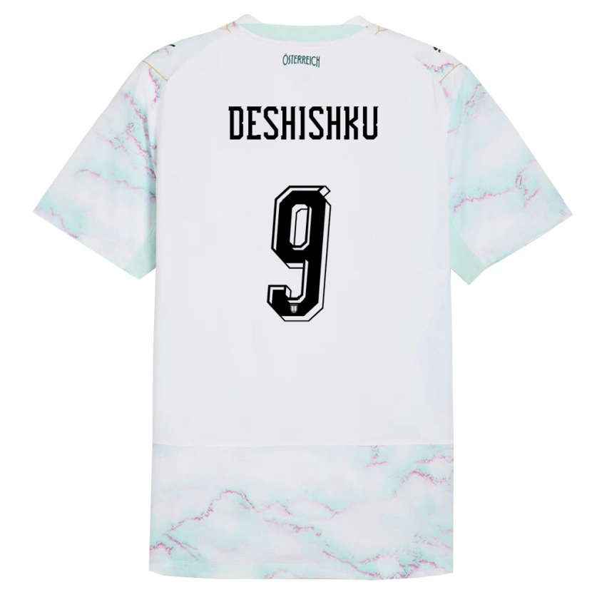 Danxen Mujer Camiseta Austria Hasan Deshishku #9 Blanco Verde Oro 2ª Equipación 26-28 La Camisa México