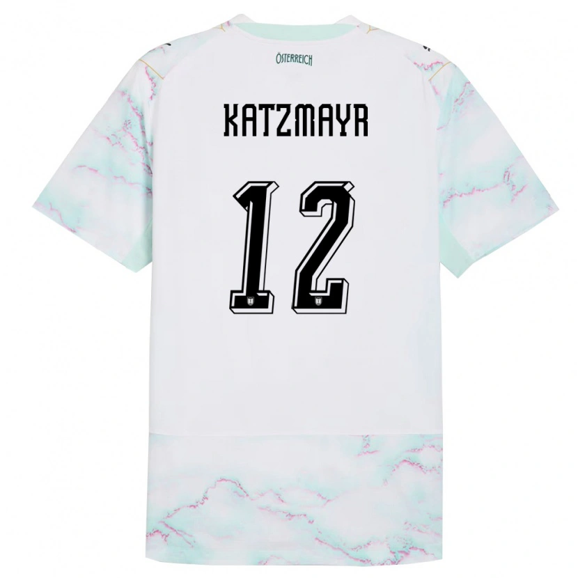 Danxen Mujer Camiseta Austria Christof Katzmayr #12 Blanco Verde Oro 2ª Equipación 26-28 La Camisa México