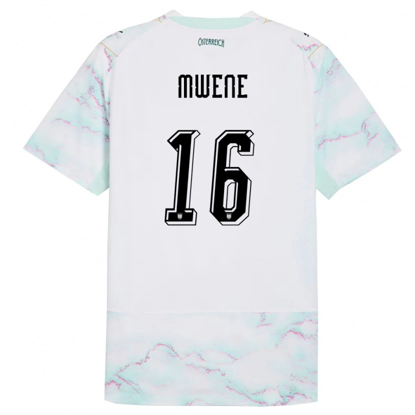 Danxen Mujer Camiseta Austria Phillipp Mwene #16 Blanco Verde Oro 2ª Equipación 26-28 La Camisa México