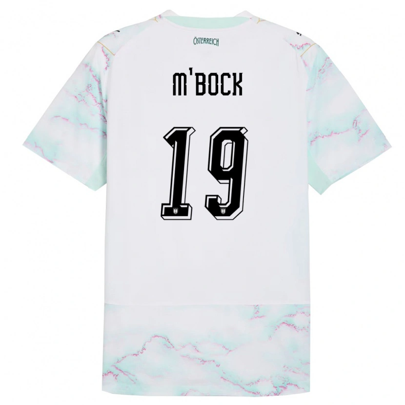 Danxen Mujer Camiseta Austria Joseph M'bock #19 Blanco Verde Oro 2ª Equipación 26-28 La Camisa México