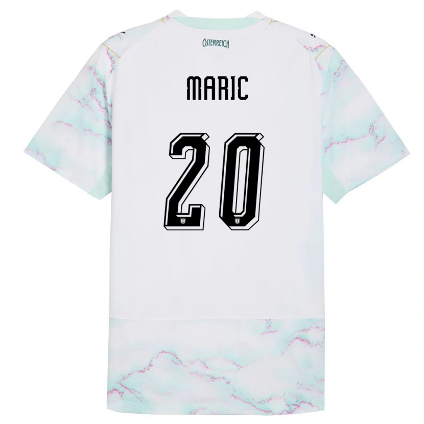 Danxen Mujer Camiseta Austria Matteo Maric #20 Blanco Verde Oro 2ª Equipación 26-28 La Camisa México