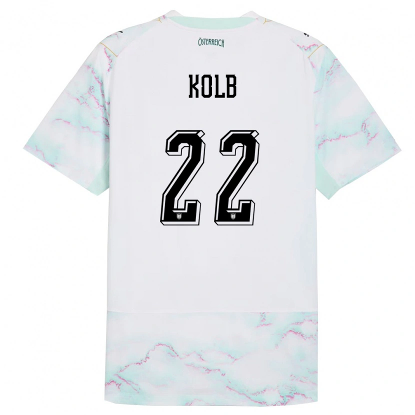 Danxen Mujer Camiseta Austria Lisa Kolb #22 Blanco Verde Oro 2ª Equipación 26-28 La Camisa México