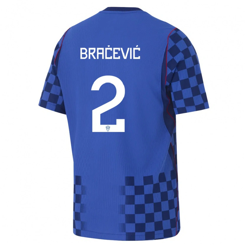 Danxen Mujer Camiseta Croacia Petra Bracevic #2 Azul Marino Rojo 2ª Equipación 26-28 La Camisa México