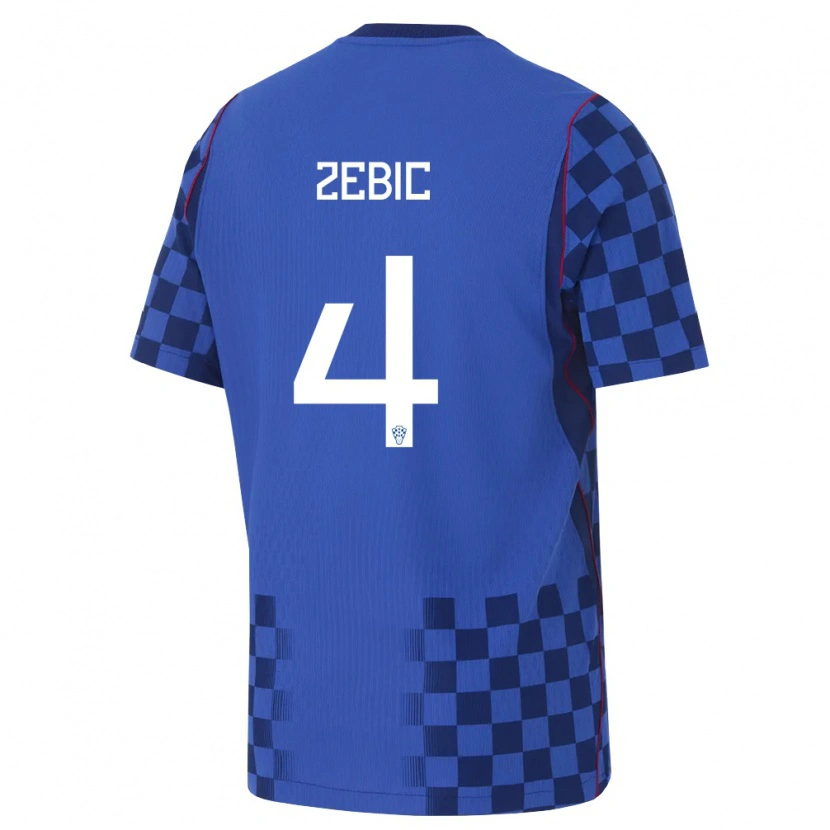 Danxen Mujer Camiseta Croacia Marko Zebic #4 Azul Marino Rojo 2ª Equipación 26-28 La Camisa México