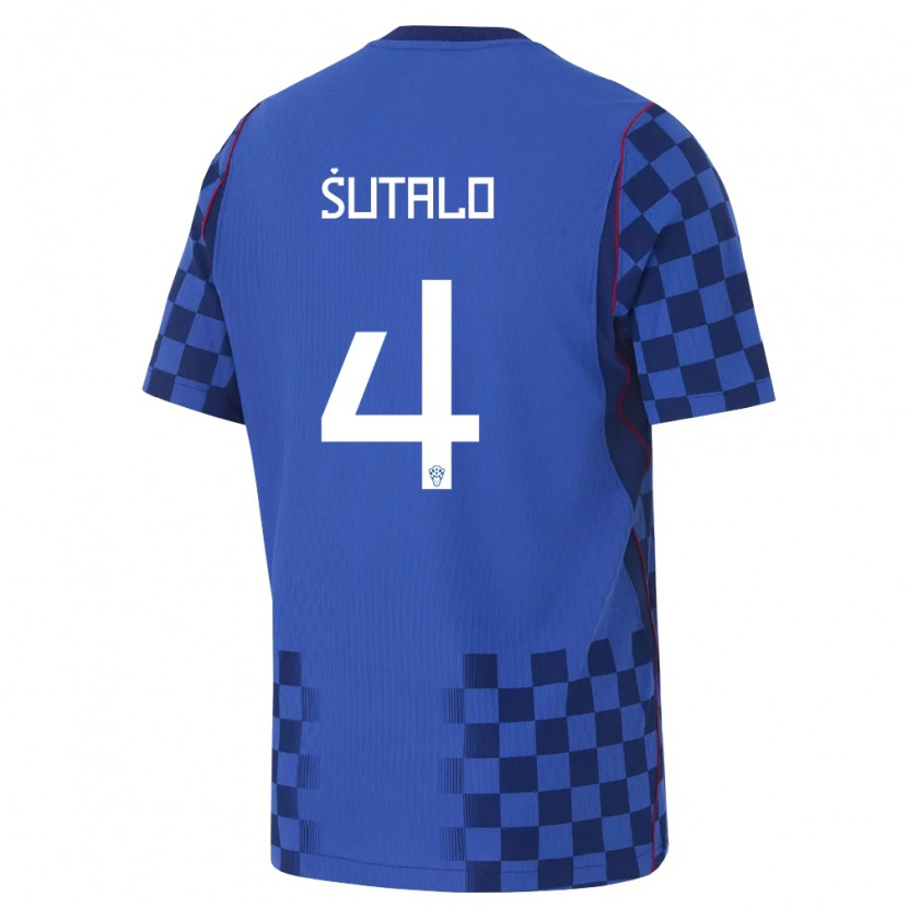 Danxen Mujer Camiseta Croacia Bosko Sutalo #4 Azul Marino Rojo 2ª Equipación 26-28 La Camisa México