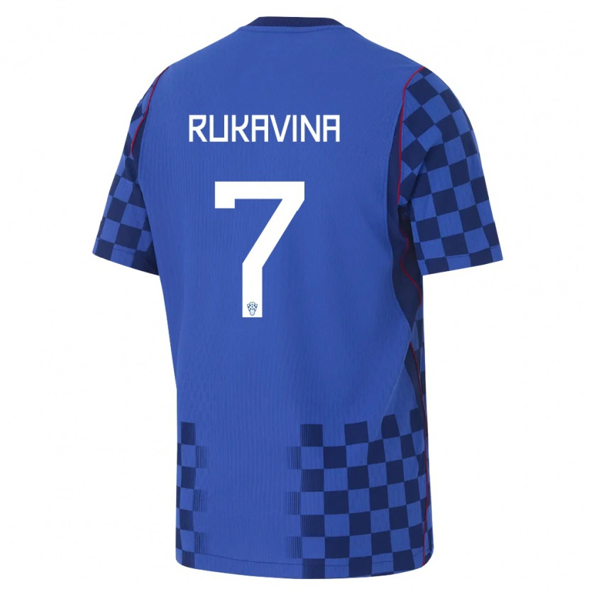 Danxen Mujer Camiseta Croacia Gabriel Rukavina #7 Azul Marino Rojo 2ª Equipación 26-28 La Camisa México