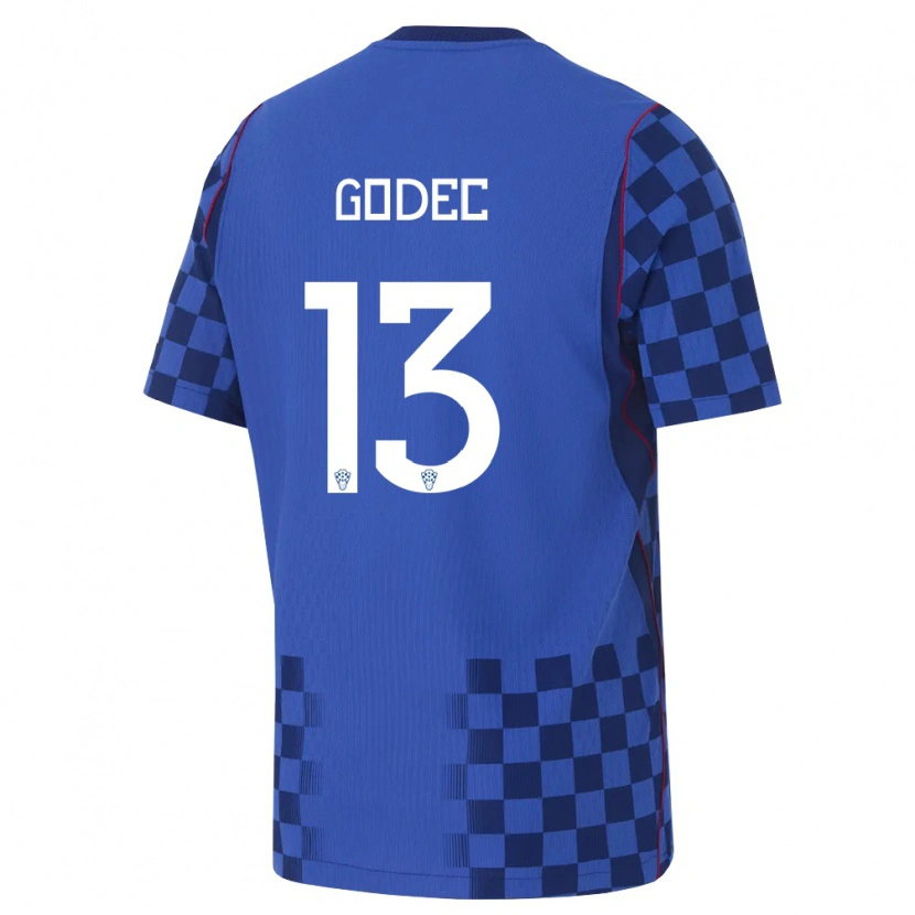 Danxen Mujer Camiseta Croacia Dino Godec #13 Azul Marino Rojo 2ª Equipación 26-28 La Camisa México