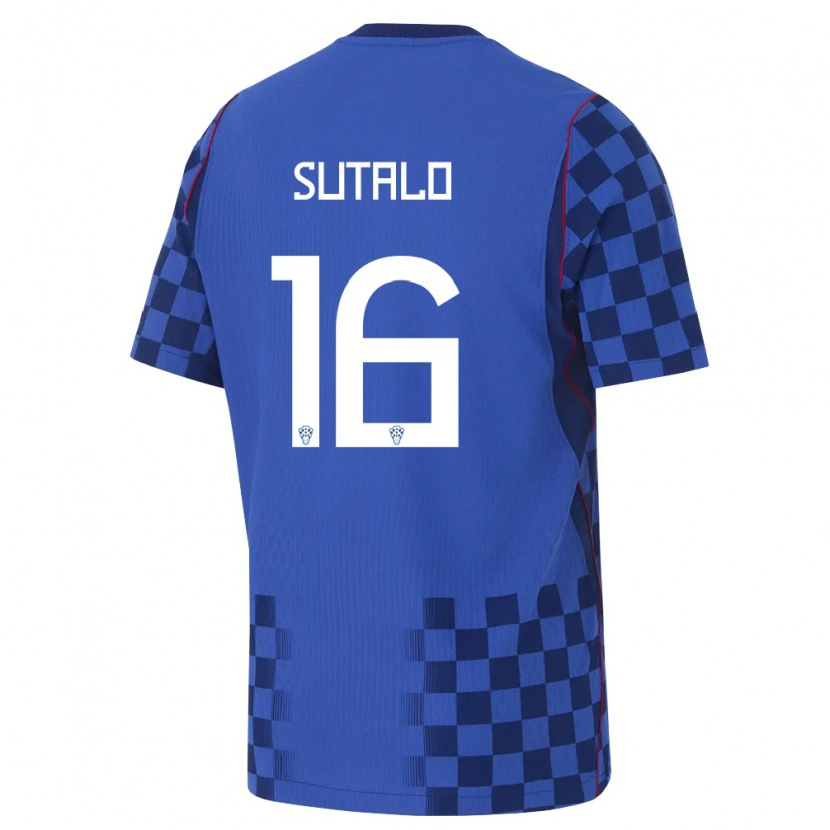 Danxen Mujer Camiseta Croacia Andjelo Sutalo #16 Azul Marino Rojo 2ª Equipación 26-28 La Camisa México