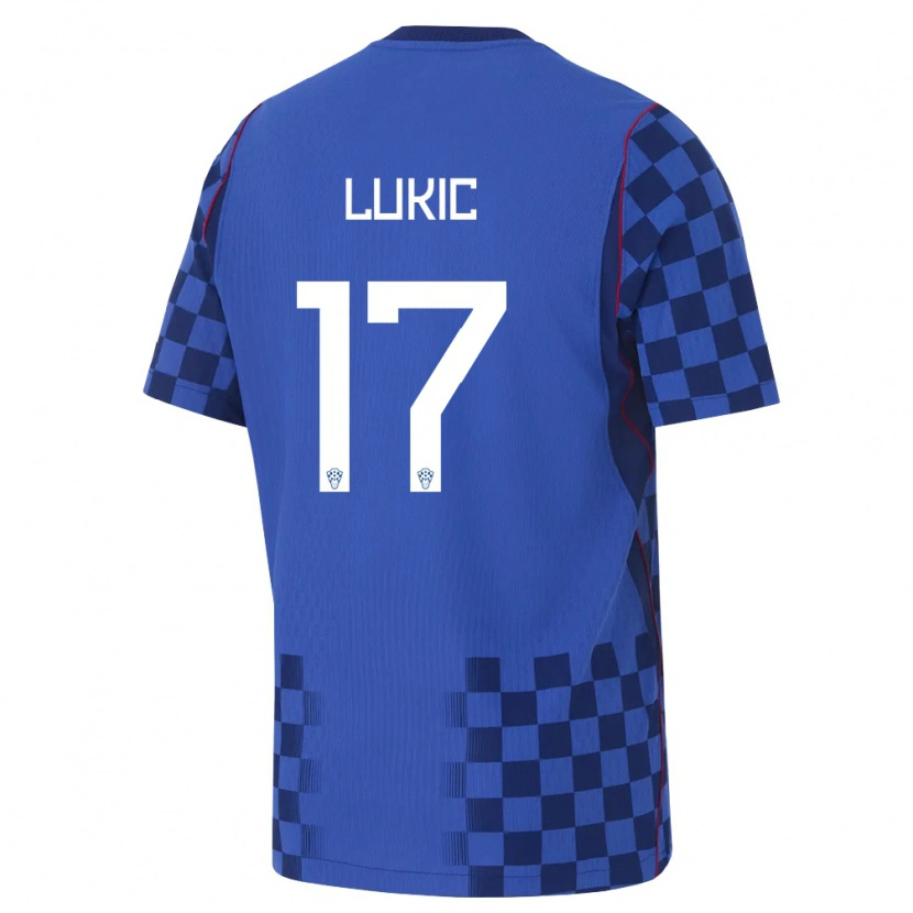 Danxen Mujer Camiseta Croacia Oliver Lukic #17 Azul Marino Rojo 2ª Equipación 26-28 La Camisa México