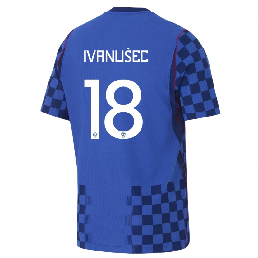 Danxen Mujer Camiseta Croacia Luka Ivanusec #18 Azul Marino Rojo 2ª Equipación 26-28 La Camisa México
