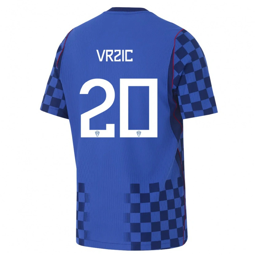 Danxen Mujer Camiseta Croacia Luka Vrzic #20 Azul Marino Rojo 2ª Equipación 26-28 La Camisa México