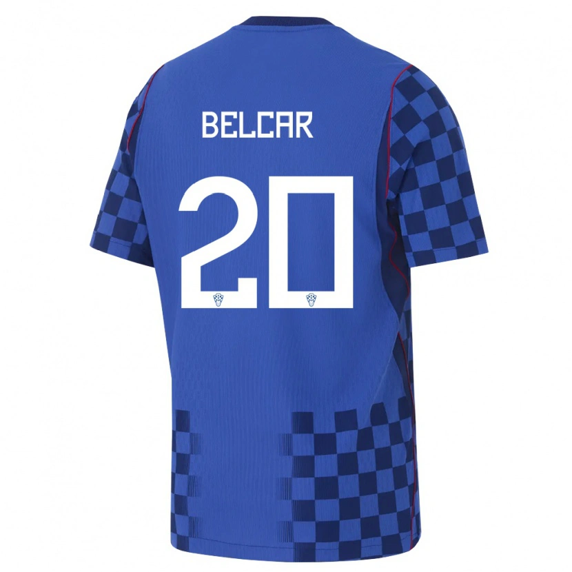Danxen Mujer Camiseta Croacia Leon Belcar #20 Azul Marino Rojo 2ª Equipación 26-28 La Camisa México