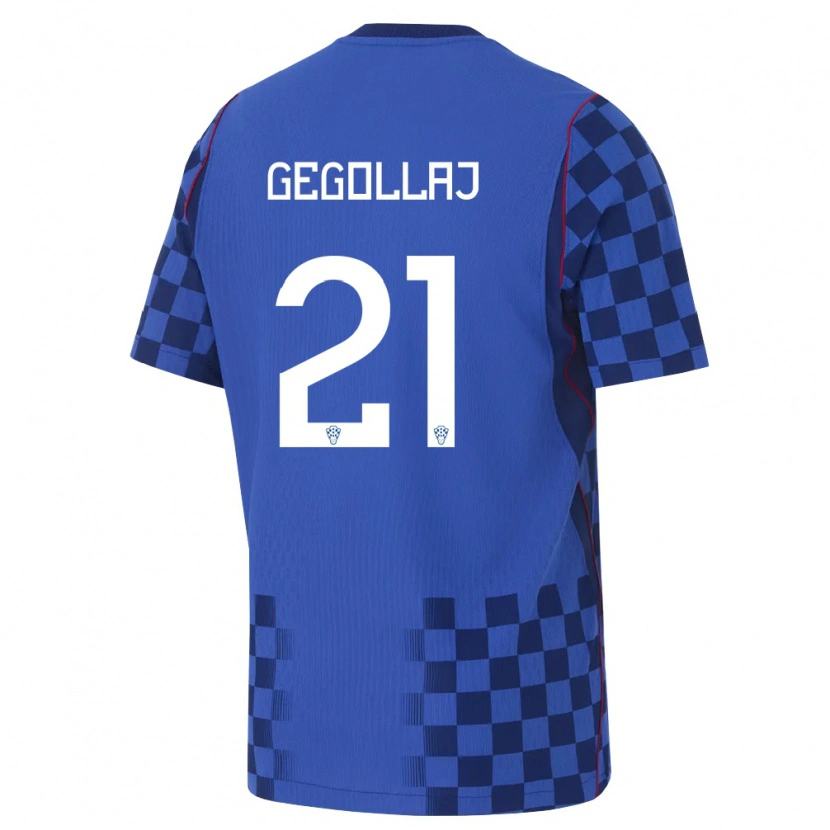 Danxen Mujer Camiseta Croacia Fatjesa Gegollaj #21 Azul Marino Rojo 2ª Equipación 26-28 La Camisa México