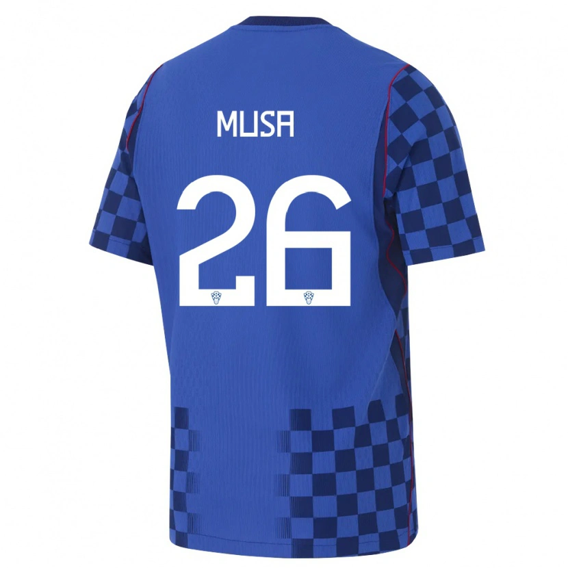 Danxen Mujer Camiseta Croacia Petar Musa #26 Azul Marino Rojo 2ª Equipación 26-28 La Camisa México