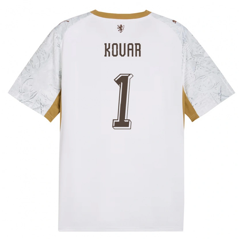 Danxen Mujer Camiseta Chequia Matej Kovar #1 Marfil Oro Gris 2ª Equipación 26-28 La Camisa México