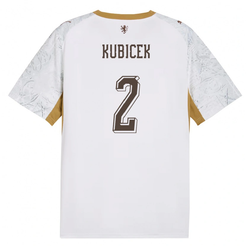 Danxen Mujer Camiseta Chequia Ondrej Kubicek #2 Marfil Oro Gris 2ª Equipación 26-28 La Camisa México