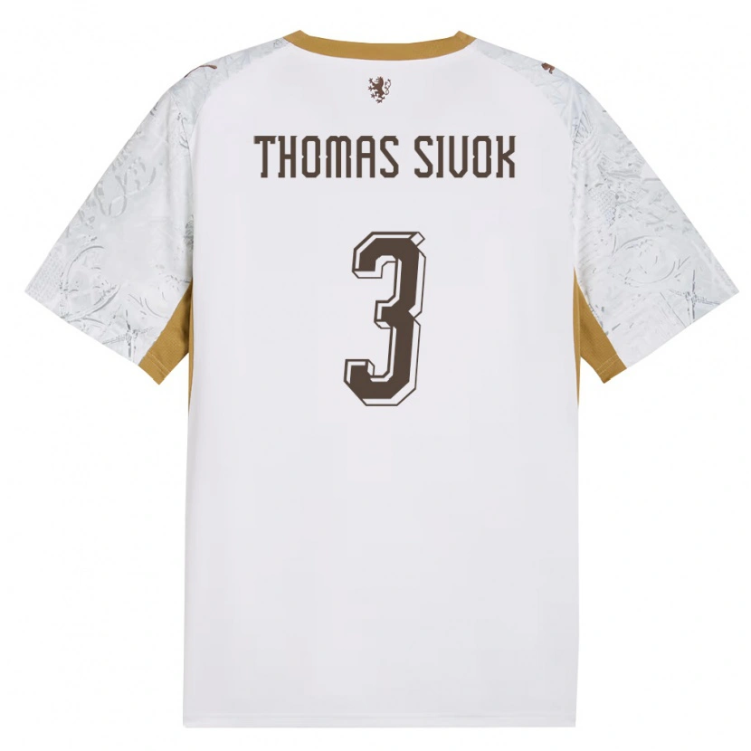 Danxen Mujer Camiseta Chequia Andre Thomas Sivok #3 Marfil Oro Gris 2ª Equipación 26-28 La Camisa México