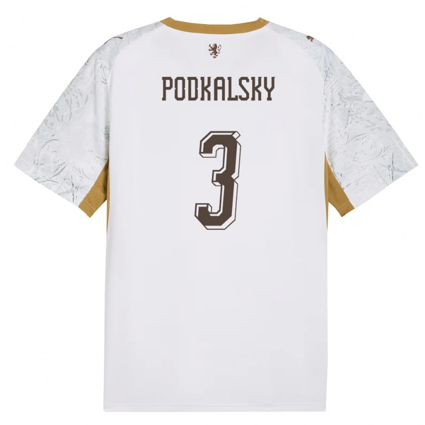Danxen Mujer Camiseta Chequia Jakub Podkalsky #3 Marfil Oro Gris 2ª Equipación 26-28 La Camisa México