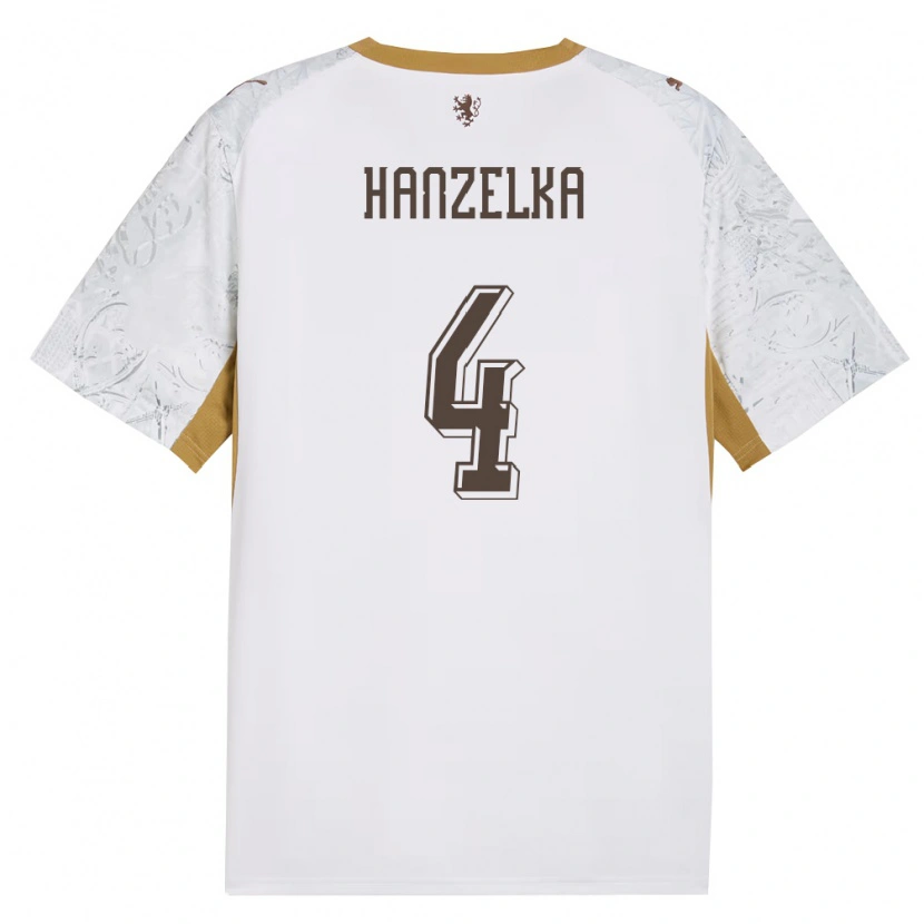 Danxen Mujer Camiseta Chequia Denis Hanzelka #4 Marfil Oro Gris 2ª Equipación 26-28 La Camisa México