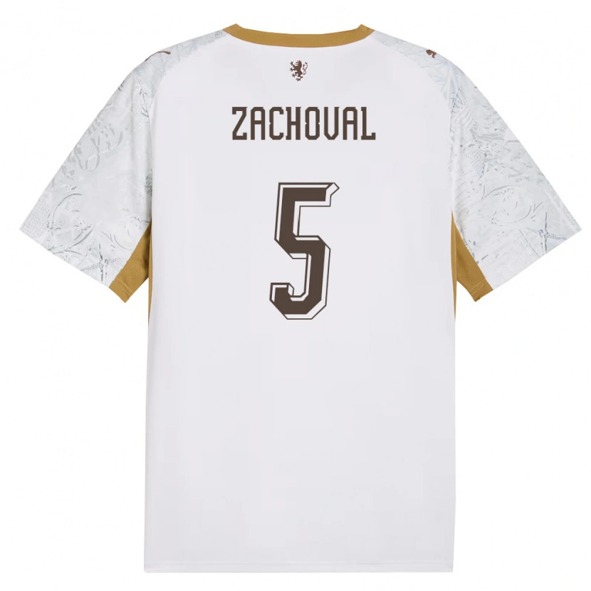 Danxen Mujer Camiseta Chequia Matej Zachoval #5 Marfil Oro Gris 2ª Equipación 26-28 La Camisa México
