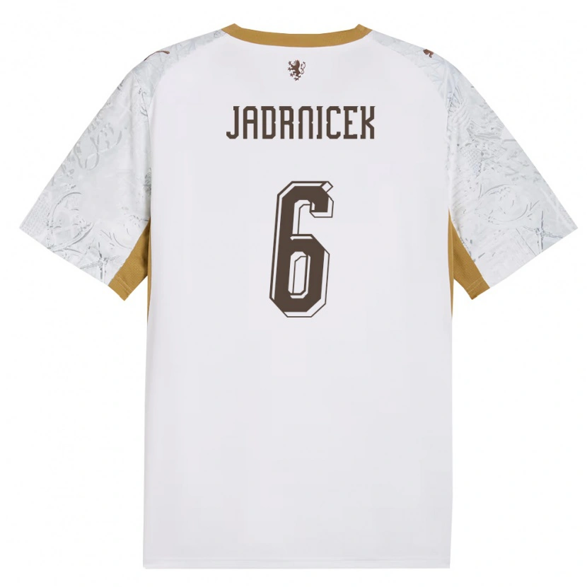 Danxen Mujer Camiseta Chequia Nikola Jadrnicek #6 Marfil Oro Gris 2ª Equipación 26-28 La Camisa México