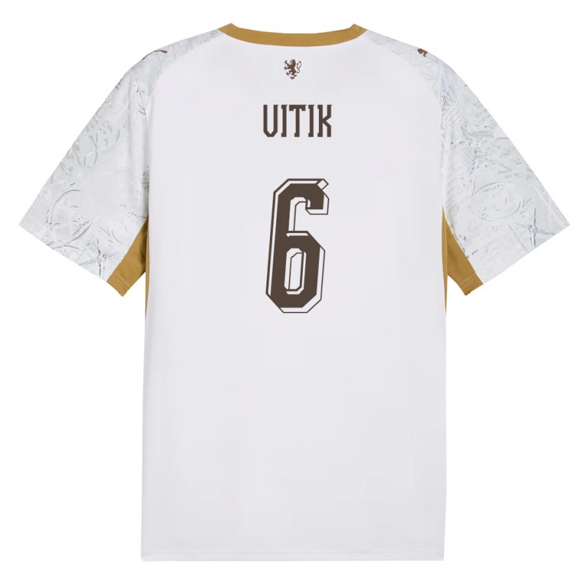 Danxen Mujer Camiseta Chequia Martin Vitík #6 Marfil Oro Gris 2ª Equipación 26-28 La Camisa México
