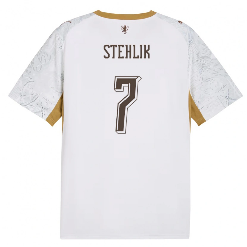 Danxen Mujer Camiseta Chequia Nikolas Stehlik #7 Marfil Oro Gris 2ª Equipación 26-28 La Camisa México