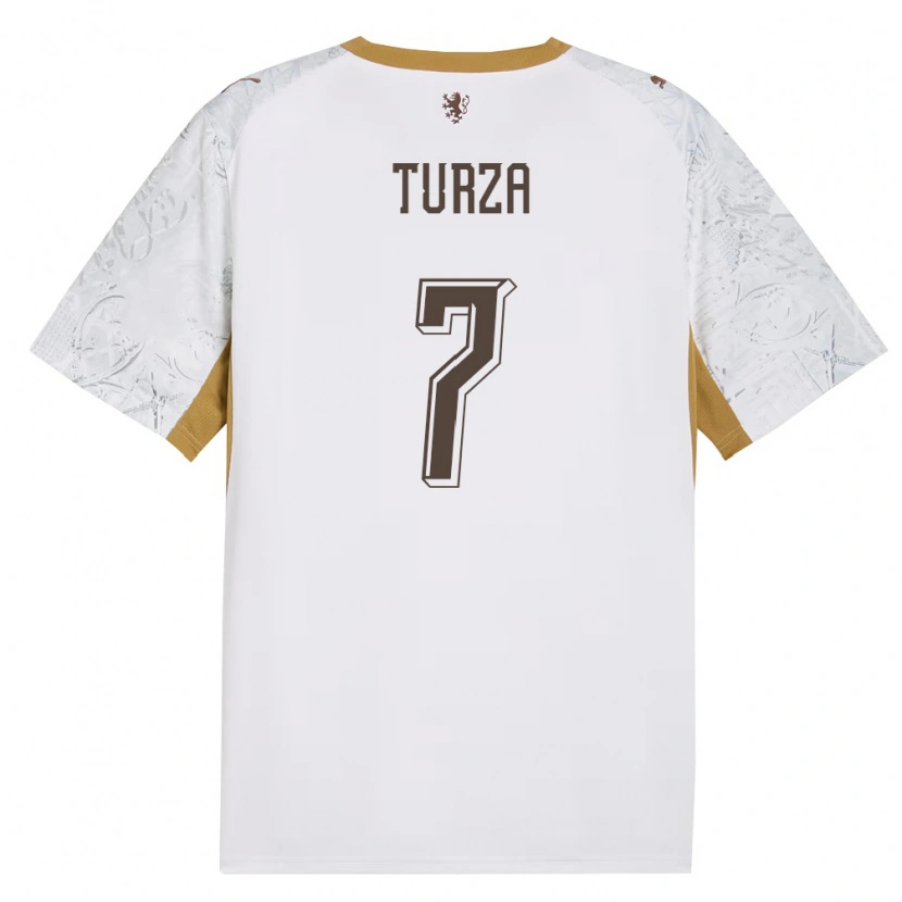 Danxen Mujer Camiseta Chequia Patrik Turza #7 Marfil Oro Gris 2ª Equipación 26-28 La Camisa México
