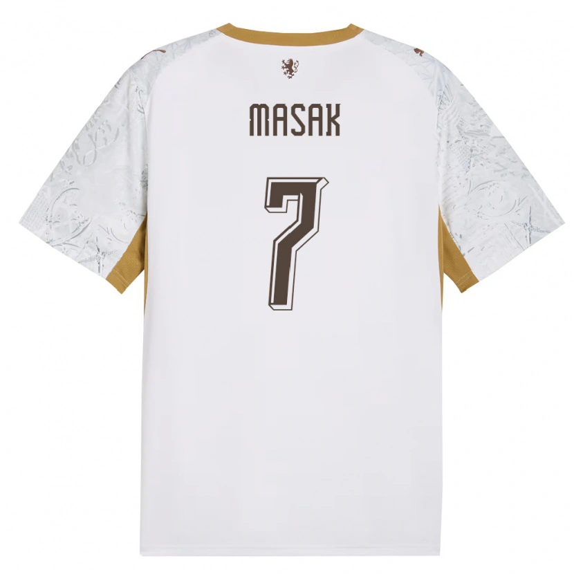 Danxen Mujer Camiseta Chequia Jan Masak #7 Marfil Oro Gris 2ª Equipación 26-28 La Camisa México