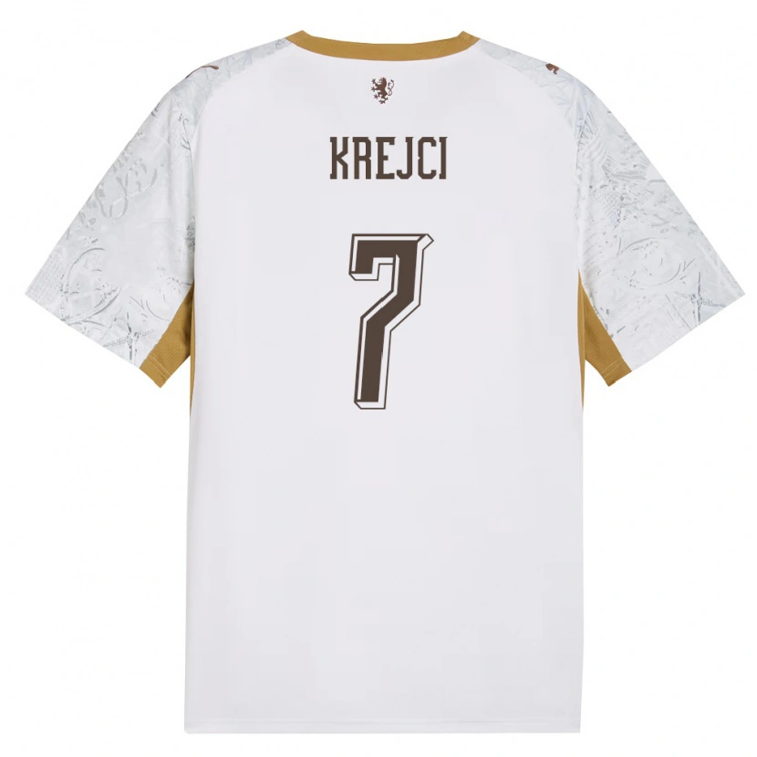 Danxen Mujer Camiseta Chequia Ladislav Krejčí #7 Marfil Oro Gris 2ª Equipación 26-28 La Camisa México