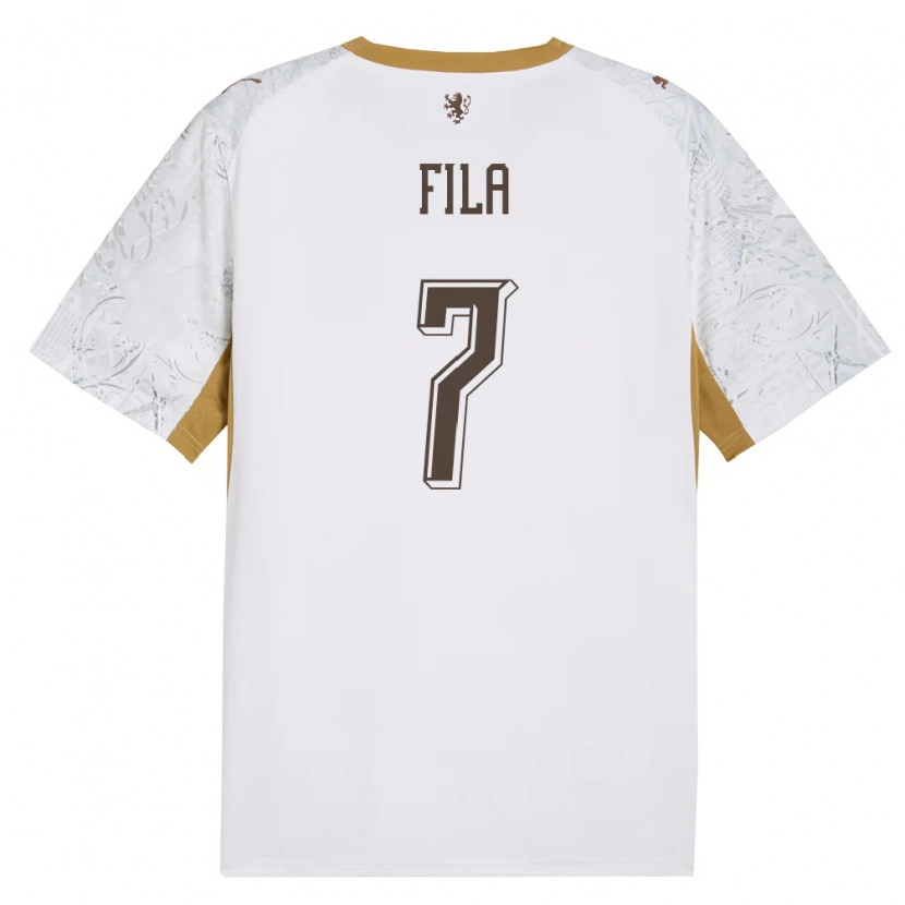 Danxen Mujer Camiseta Chequia Daniel Fila #7 Marfil Oro Gris 2ª Equipación 26-28 La Camisa México